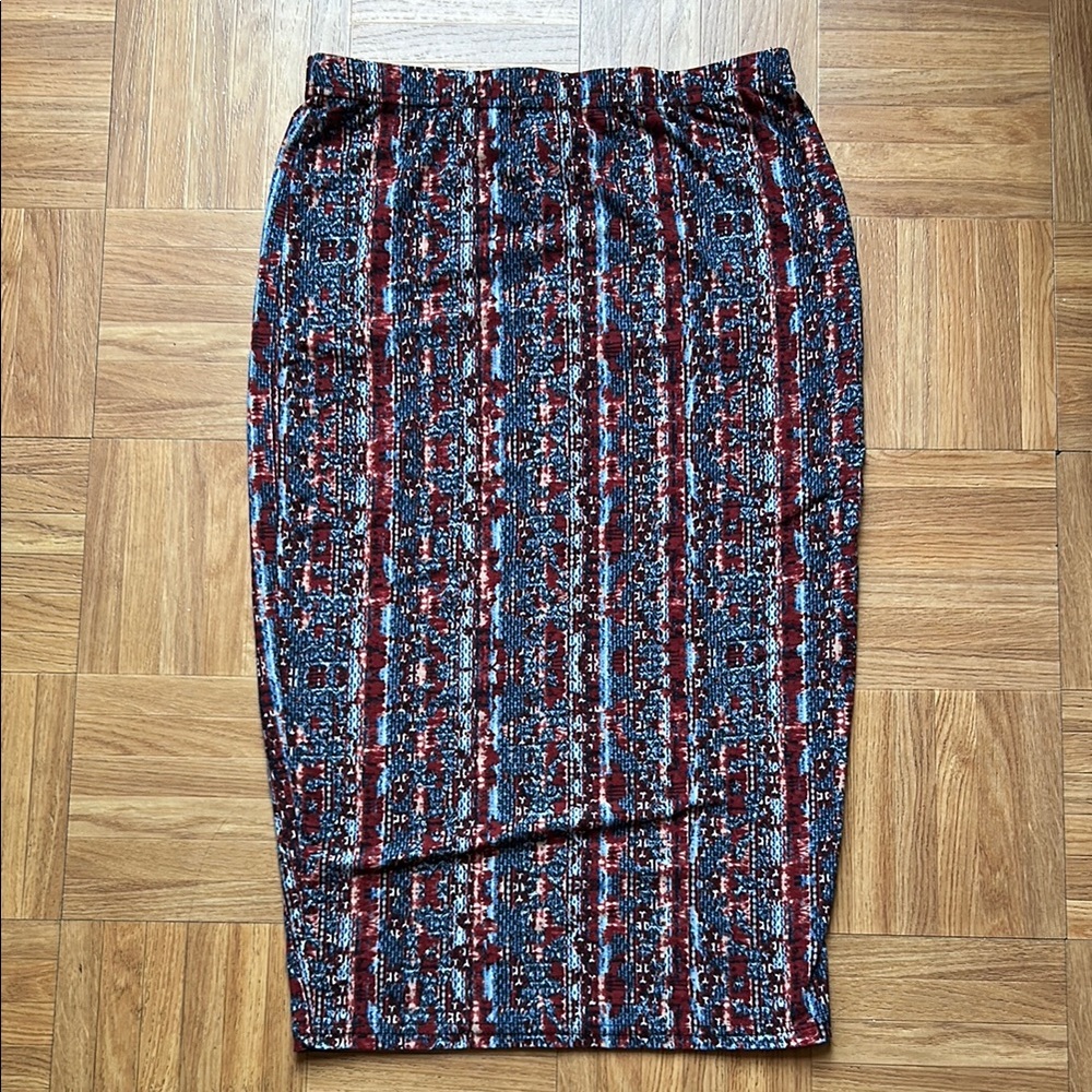 Hotkiss Blue and Red Pencil Skirt